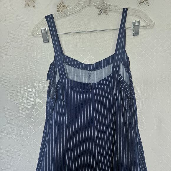 Gypsies & Moondust Medium Pinstripe Sleeveless Jumper Pockets Wide Leg Flowy - Picture 9 of 16